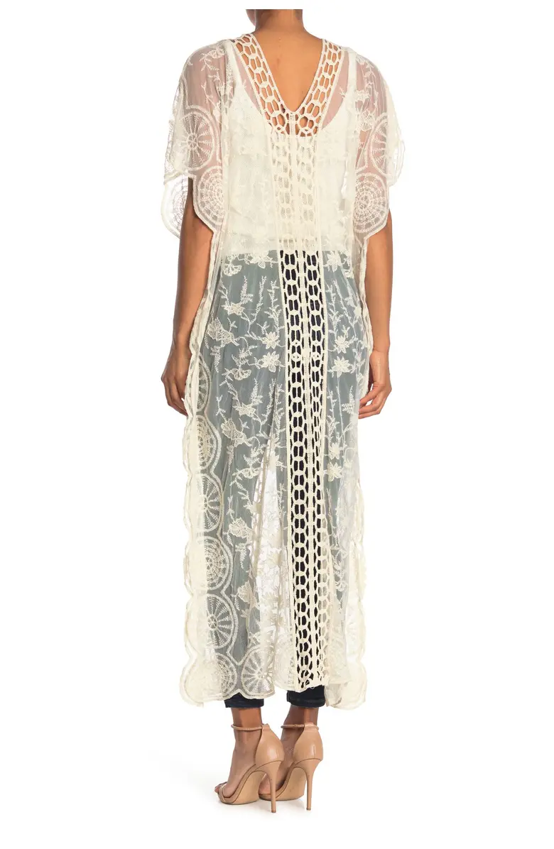 RZ060 Crochet Trim Maxi Duster