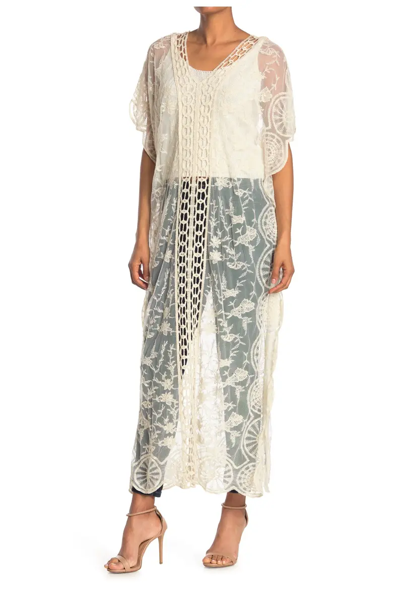 RZ060 Crochet Trim Maxi Duster