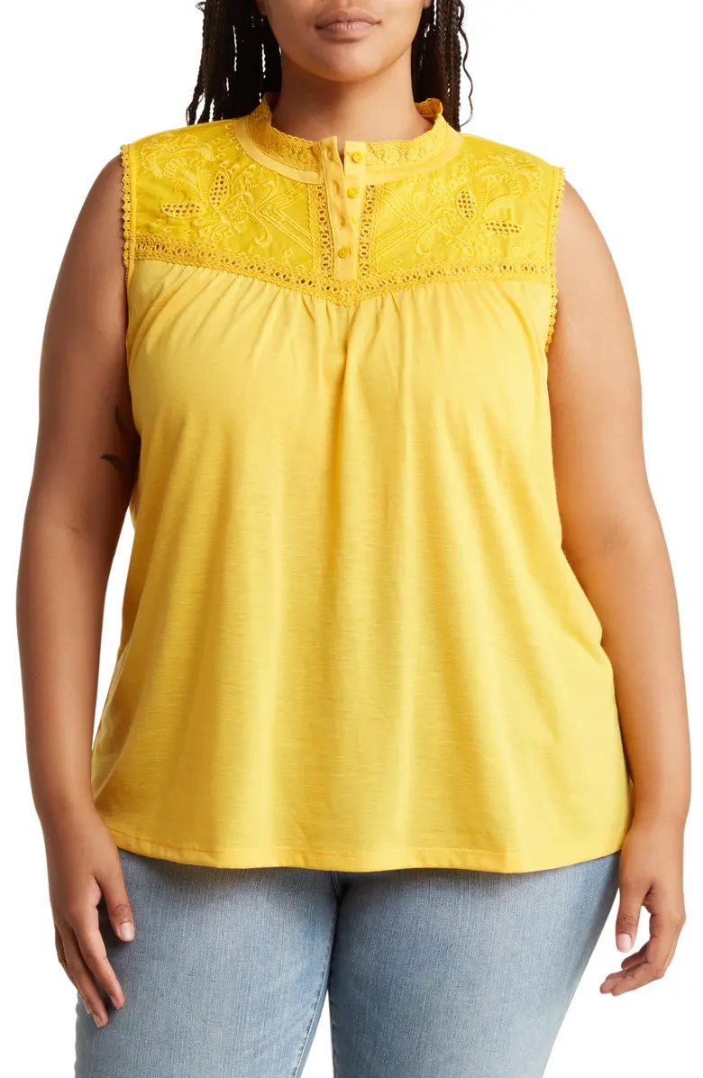 SB1073X Embroidered Cotton Tank Top