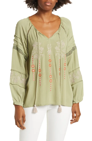 FG7226 Mixed Media Crochet Lace Top