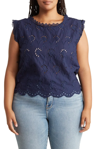 FG7226 Mixed Media Crochet Lace Top