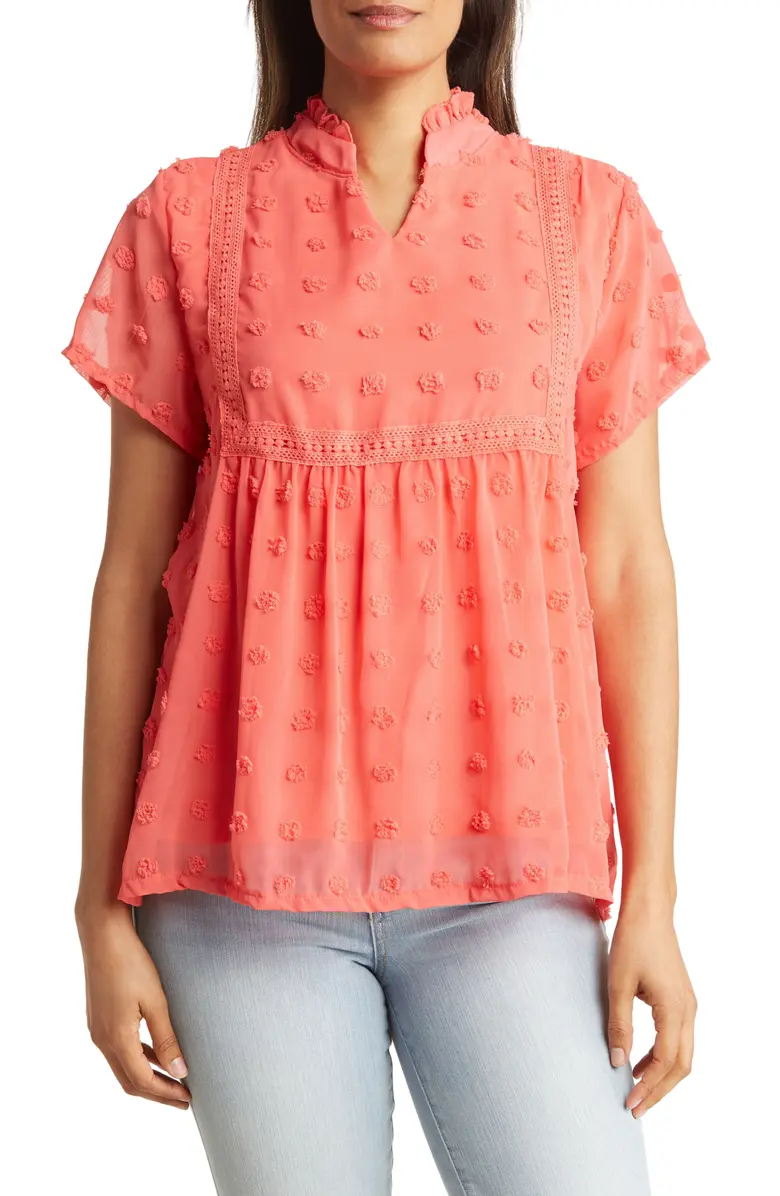 SB1130 Crochet Clip Dot Blouse