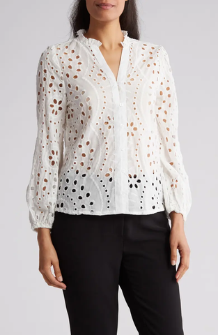 FG7226 Mixed Media Crochet Lace Top