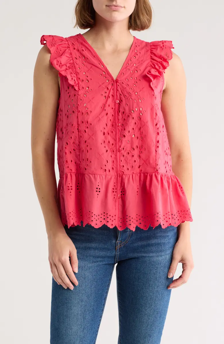 SB1325 Eyelet Cap Sleeve Top