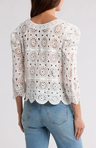 SB1422 Crochet Button Front Cardigan