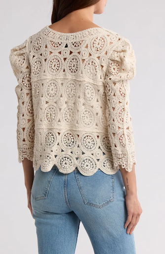 SB1422 Crochet Button Front Cardigan