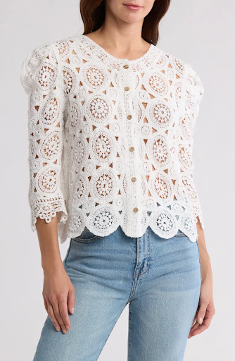 SB1422 Crochet Button Front Cardigan