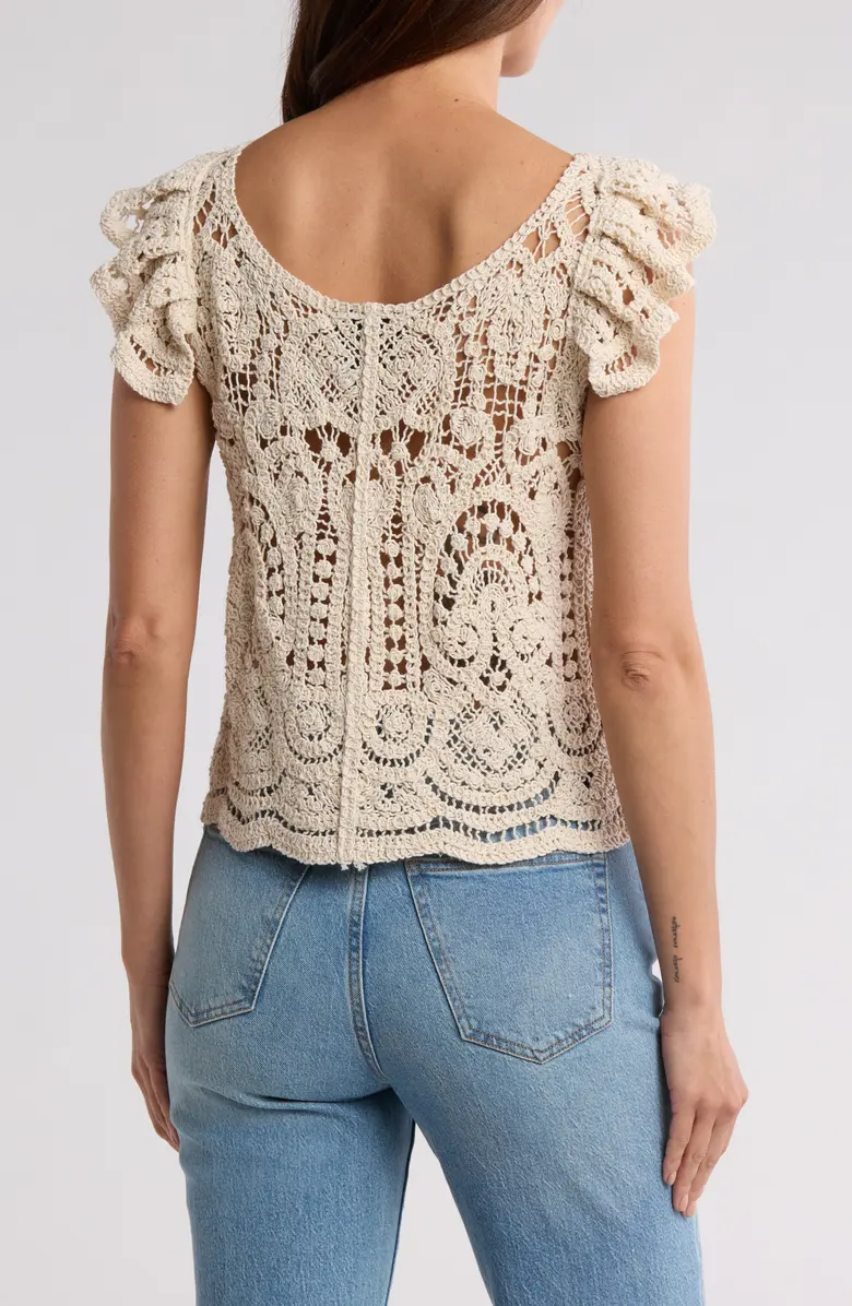 SB1465 Ruffle Cap Sleeve Button Front Top