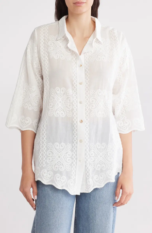 FG7226 Mixed Media Crochet Lace Top