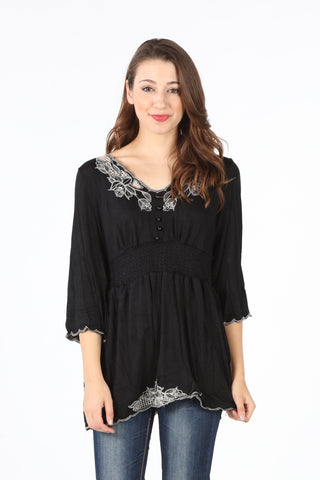 FG7226 Mixed Media Crochet Lace Top