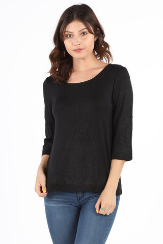 FG7226 Mixed Media Crochet Lace Top