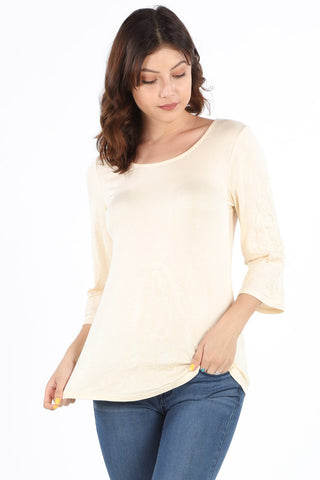FG7226 Mixed Media Crochet Lace Top