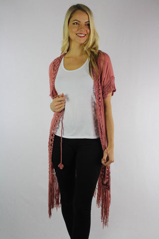 SB1422 Crochet Button Front Cardigan