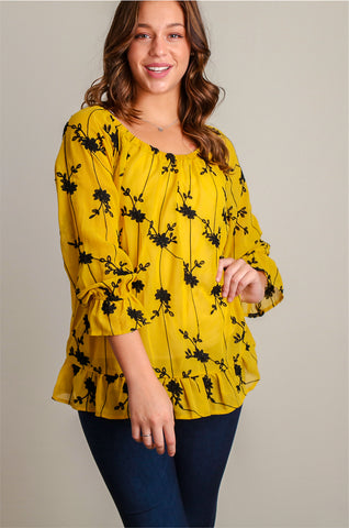 FG7226 Mixed Media Crochet Lace Top