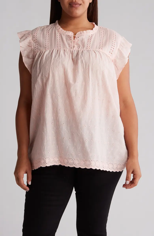 SB766X Eyelet Peplum Tank