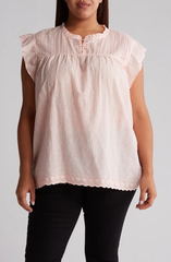 SB1007X Ruffle Sleeve Eyelet Blouse