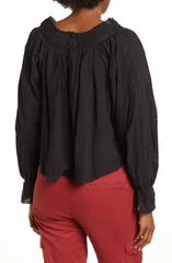 SB1039 Embroidered Peasant Square Neck Top