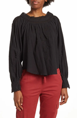 SB1039 Embroidered Peasant Square Neck Top