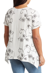 SB1101KX Floral Sharkbite Hem T-Shirt