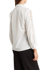 SB1244 Lace Inset Polished Button-Up Shirt