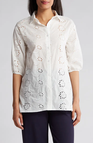 SB1324 Cotton Eyelet Button-Up Shirt