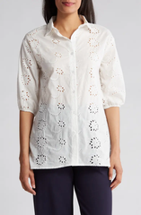 SB1324 Cotton Eyelet Button-Up Shirt