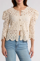 SB1422 Crochet Button Front Cardigan