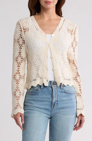 SB1887 Airy Button-Front Cardigan