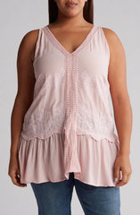 SB766X Eyelet Peplum Tank