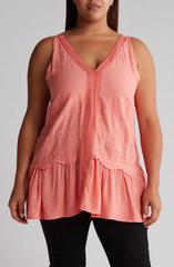 SB766X Eyelet Peplum Tank