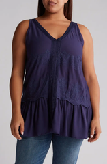 SB766X Eyelet Peplum Tank