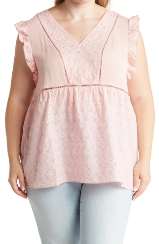 SB766X Eyelet Peplum Tank