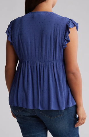 SB844X Swiss Dot Cap Sleeve Crochet Lace Trim Top