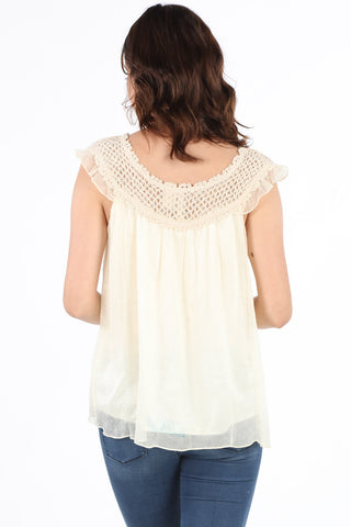 7547 Natural Crochet Baby Doll Blouse