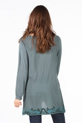 7983 Green Soutache Tie-Yoke Sidetail Top