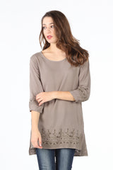 8060 Taupe Embroidered Tunic