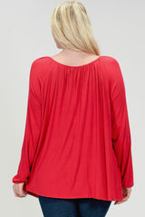 SB110AX Plus Red Lace Layered Blouse
